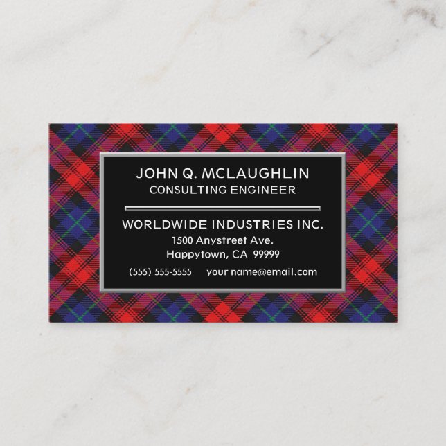 Carte De Visite Clan écossais MacLachlan Tartan Plaid (Devant)