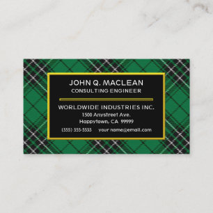 Carte De Visite Clan écossais MacLean Chasse Tartan Plaid