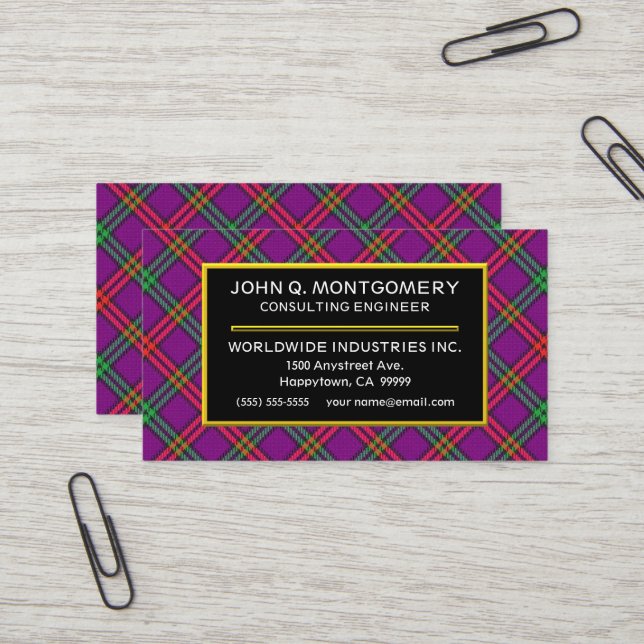 Carte De Visite Clan écossais Montgomery Tartan Plaid (Devant/Arrière en situation)