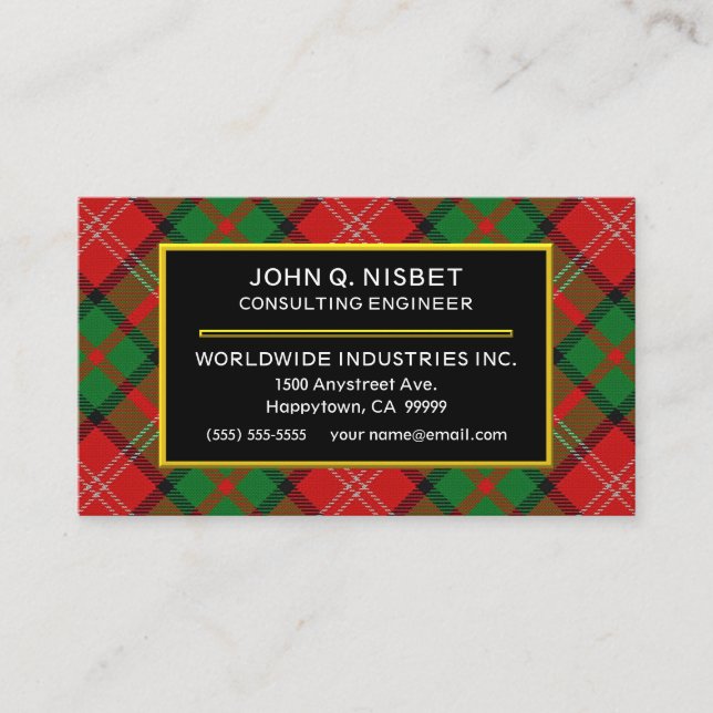 Carte De Visite Clan écossais Nisbet Tartan Plaid (Devant)