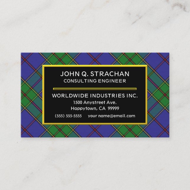Carte De Visite Clan écossais Strachan Tartan Plaid (Devant)