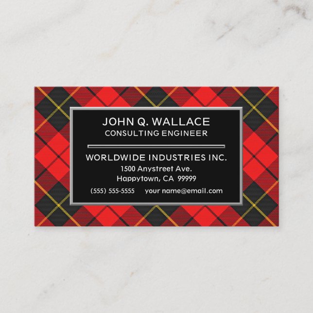 Carte De Visite Clan écossais Wallace Tartan Plaid (Devant)
