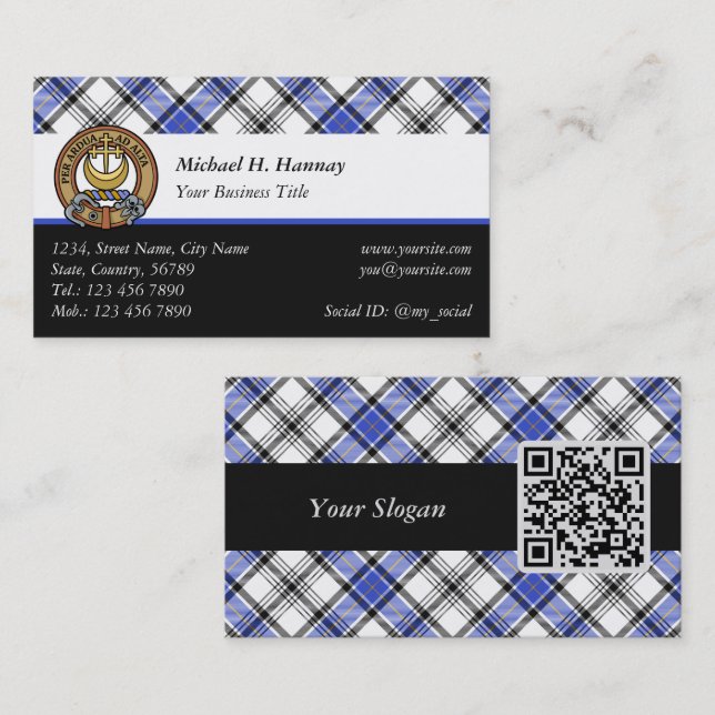 Carte De Visite Clan Hannay Tartan (Devant / Derrière)