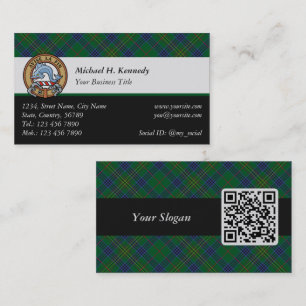 Carte De Visite Clan Kennedy Crest sur Tartan