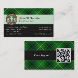 Carte De Visite Clan MacArthur Crest sur Tartan