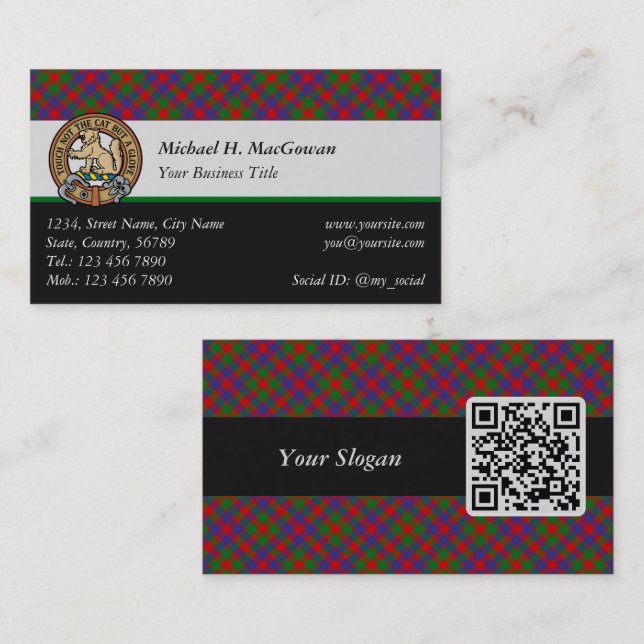 Carte De Visite Clan MacGowan Tartan (Devant / Derrière)