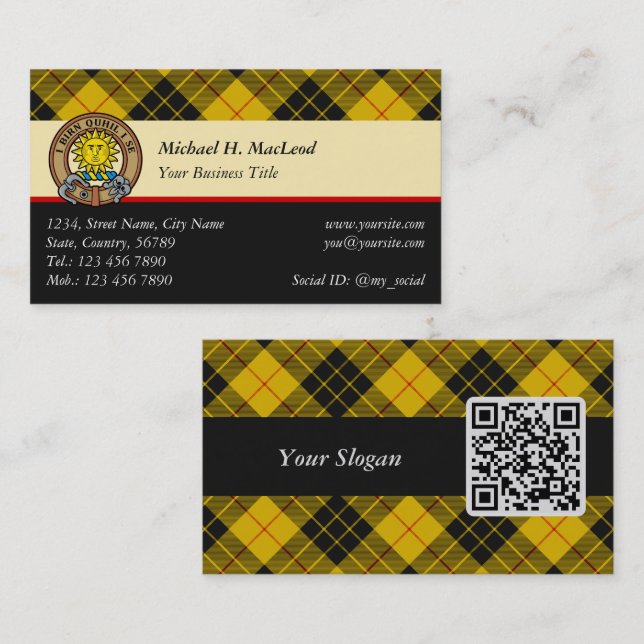 Carte De Visite Clan Macleod de Lewis Tartan (Devant / Derrière)
