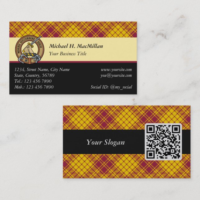 Carte De Visite Clan MacMillan robe Tartan (Devant / Derrière)