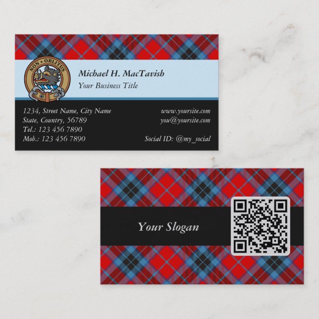 Carte De Visite Clan MacTavish Tartan (Devant / Derrière)