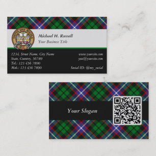 Carte De Visite Clan Russell Crête sur Tartan