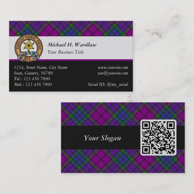 Carte De Visite Clan Wardlaw Crest sur Tartan (Devant / Derrière)