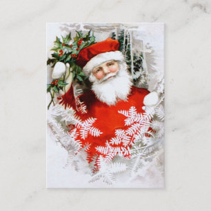 Carte De Visite Clapsaddle : Le père noël avec le houx