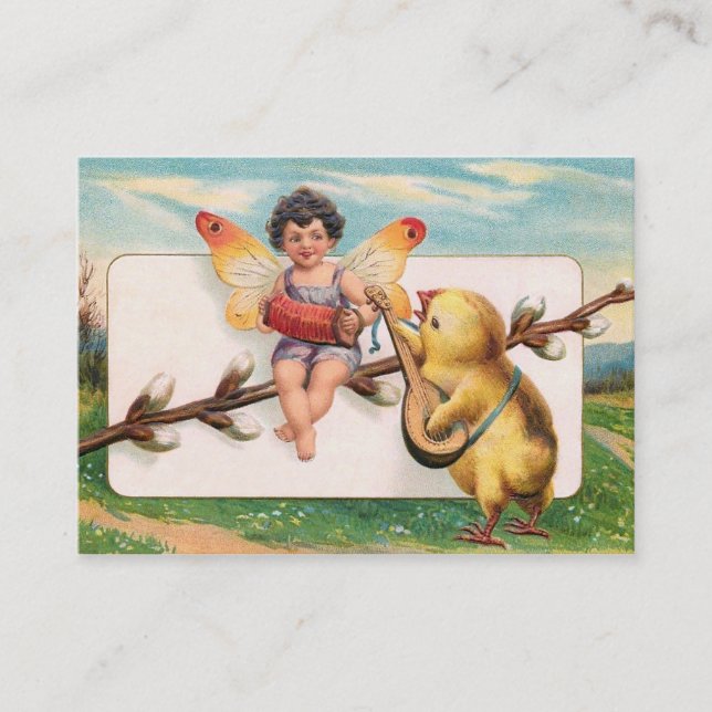 Carte De Visite Clapsaddle : Musique faisant la fée de Pâques (Devant)