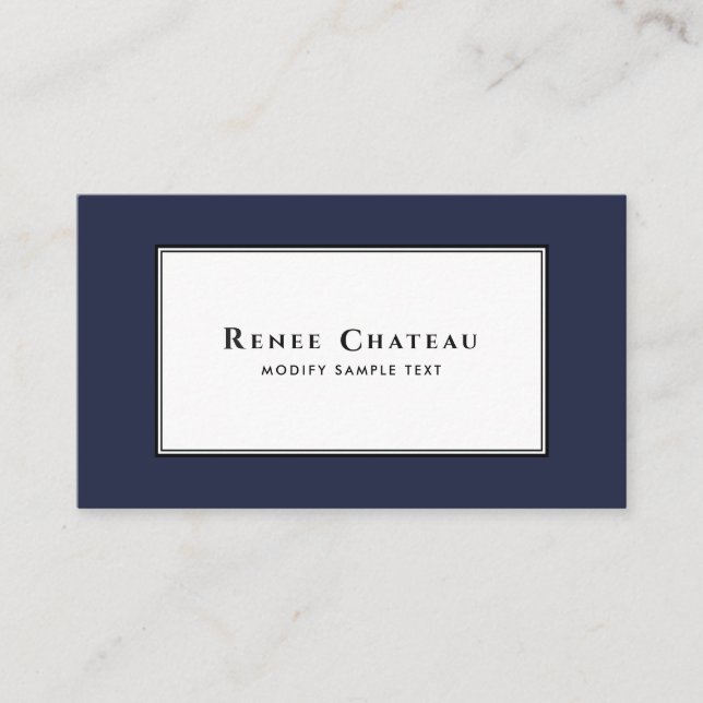 Carte De Visite Classe Conservateur Élégant Marine Bleu Profession (Devant)