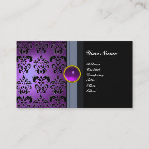 Carte De Visite CLASSE DAMASK GEM MONOGRAM noir violet