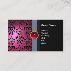 Carte De Visite CLASSÉ DAMASK GEM MONOGRAM rose noir