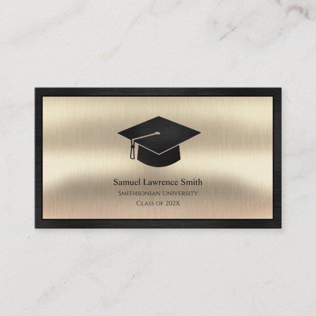 Carte De Visite Classe de graduation moderne de l'étudiant Black G (Devant)