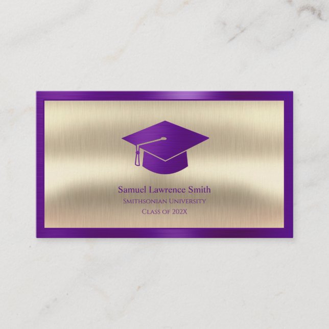 Carte De Visite Classe de graduation moderne de l'étudiant Purple  (Devant)