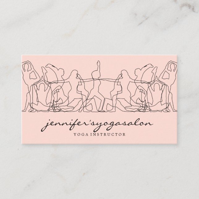Carte De Visite Classe de yoga mobile de gymnase rose (Devant)