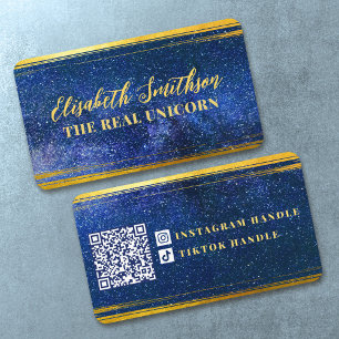 Carte De Visite Classe d'or bleu marine Élégante féminine céleste