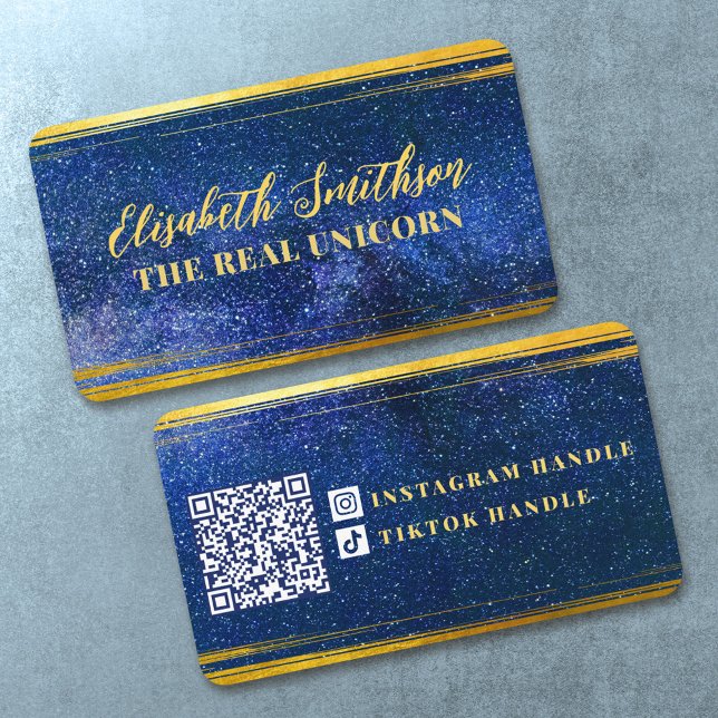 Carte De Visite Classe d'or bleu marine Élégante féminine céleste (Créateur téléchargé)