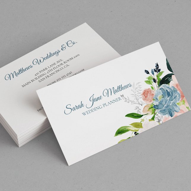 Carte De Visite Classé élégant bleu foncé wedding planner (Créateur téléchargé)