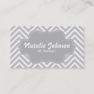 Carte De Visite Classe et élégant, motif chevron gris et blanc