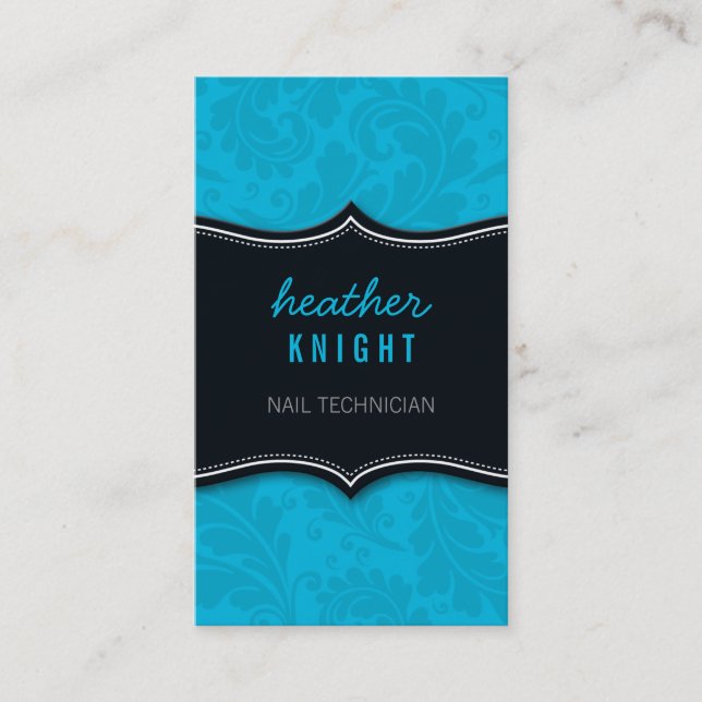 CARTE DE VISITE classe fleurie noir turquoise (Devant)