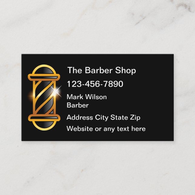 Carte De Visite Classé Simple Barber Shop Thème Lumière (Devant)