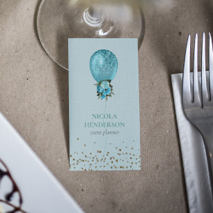 Carte De Visite Classé Turquoise Balloon Parties scintillant Plani