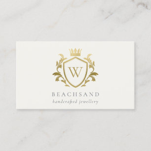 Carte De Visite Classic Elegant Monogramme Or Floral Couronne Cres