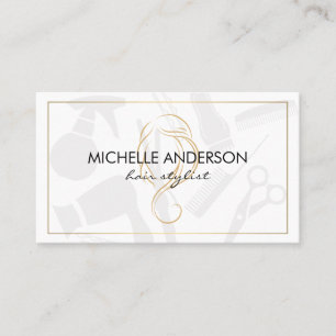 Carte De Visite Classic Gold Border Hair Stylist
