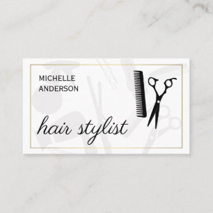 Carte De Visite Classic Gold Border Hair Stylist   Salon