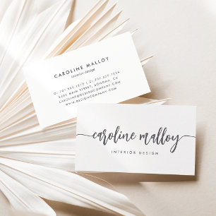 Carte De Visite Classic Gray   Modern Signature Script