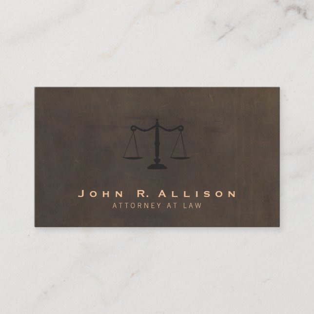 Carte De Visite Classic Justice Scale Brown Leather Look Attorney (Devant)