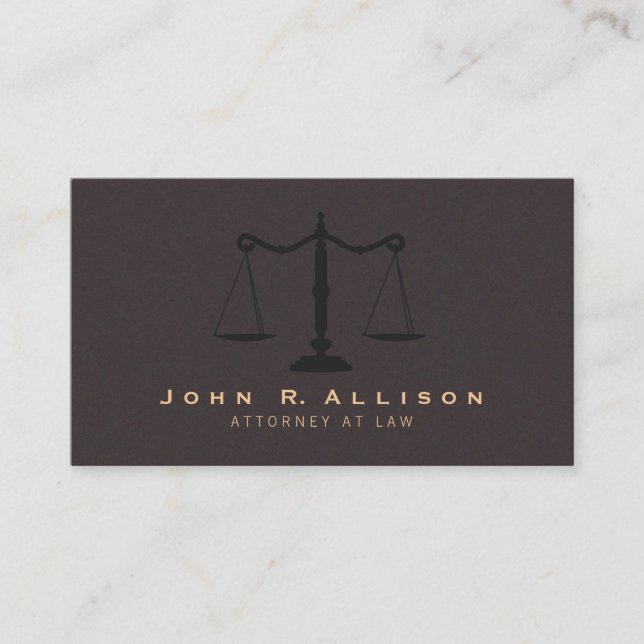 Carte De Visite Classic Justice Scale Suede Brown Look Attorney (Devant)