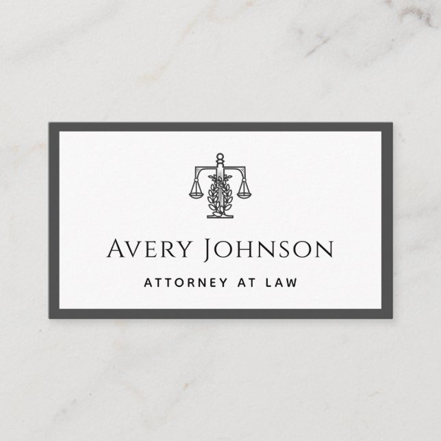 Carte De Visite Classic Law Lawyer Scales Logo Grey & White Bold (Devant)