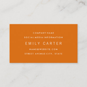 Carte De Visite Classic Minimaliste Professionnel Orange