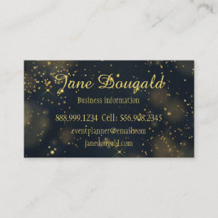 Carte De Visite Classic Modern Black Gold Stars Personnalisé