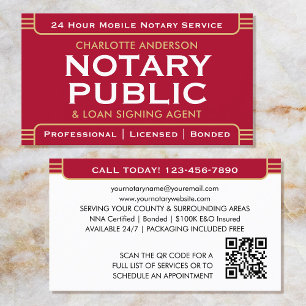 Carte De Visite Classic Style Mobile Notaire Public ID Rouge Or