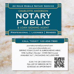 Carte De Visite Classic Style Mobile Notaire Public ID Turquoise G