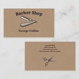 Carte De Visite Classic Vintage Razor Barber Shop Minimaliste