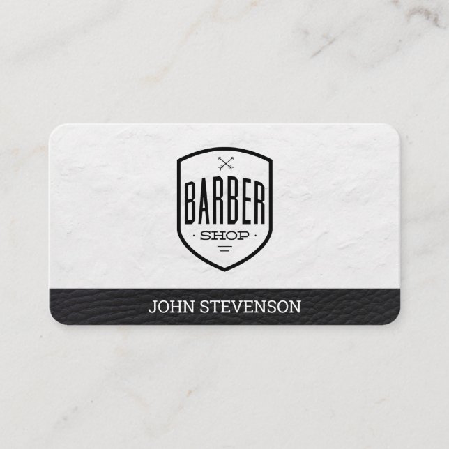 Carte De Visite Classique | Barber Shop | Découpe en cuir (Devant)