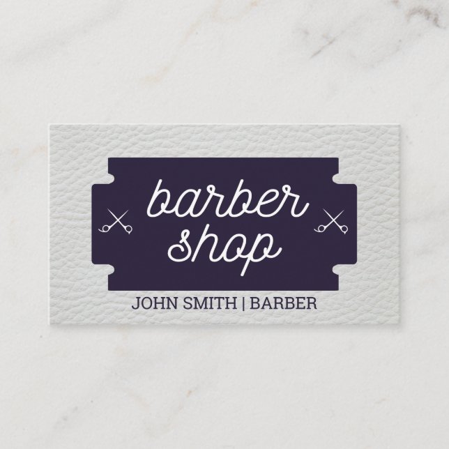 Carte De Visite Classique | Barber Shop | Découpe en cuir | Barre (Devant)