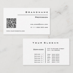 Carte De Visite Classique blanc personnalisé QR Code Professionnel