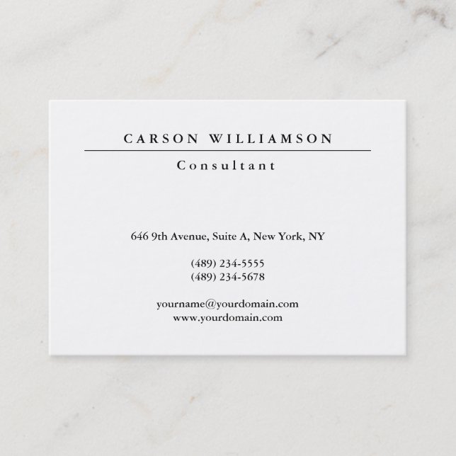 Carte De Visite Classique Blanc professionnel tendance (Devant)