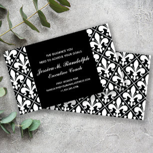 Carte De Visite Classique Fleur de Lys Executive Noir et blanc
