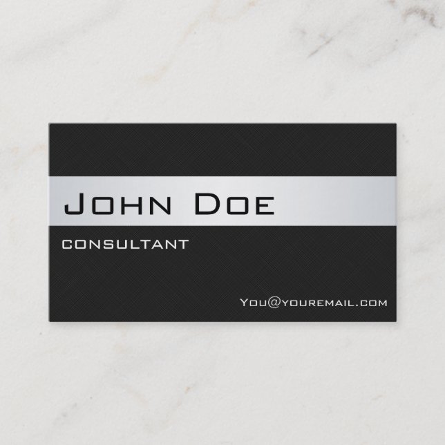 Carte De Visite Classique professionnel moderne noir et argent (Devant)