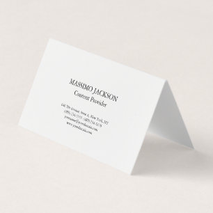 Carte De Visite Classique Simple Blanc Professionnel Minimaliste