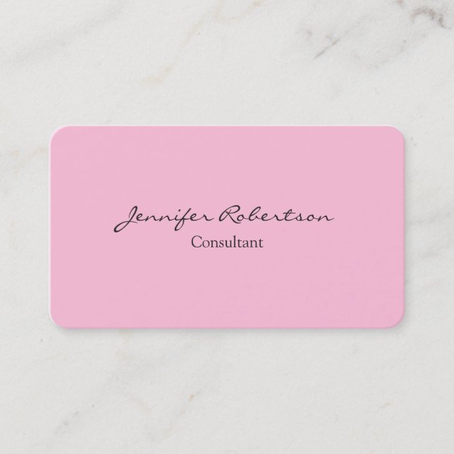Carte De Visite Classique simple rose simple plaine unique (Devant)